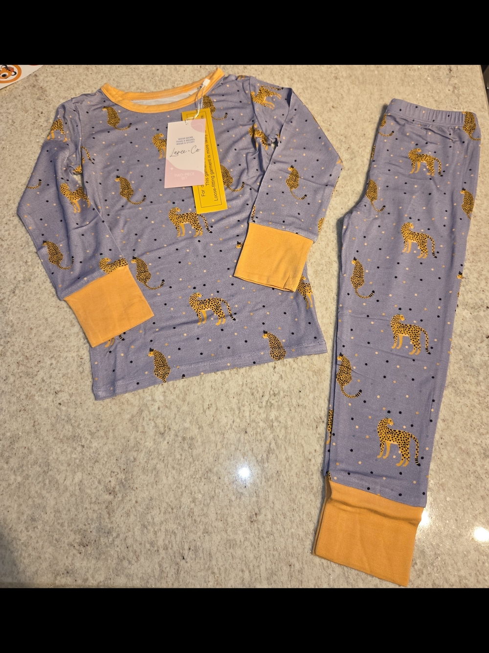 Laree & Co. 4T Bamboo Cheetah Celebration Long-sleeve and Pants Set